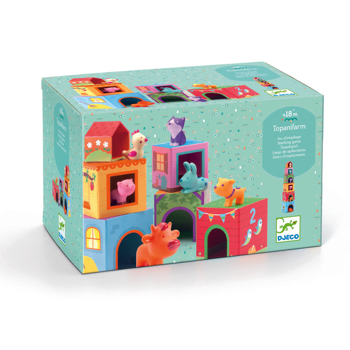 Djeco TopaniFarm Nest and Stack Blocks with Animals