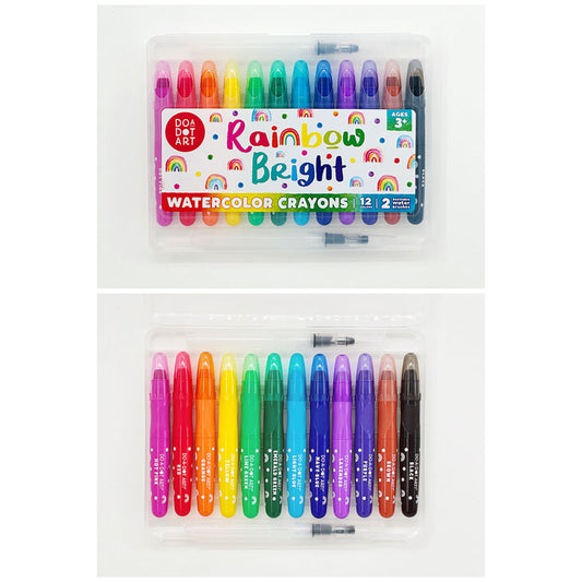 Rainbow Bright Watercolor Crayons with Waterbrushes Set from Do-A-Dot Art