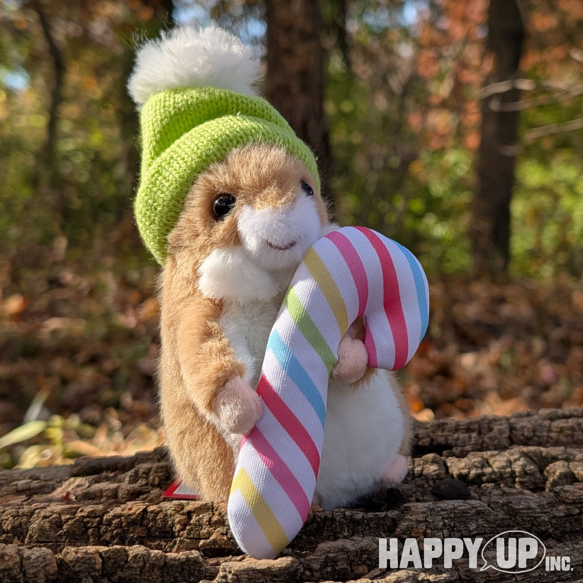 Holiday Hamster with Winter Hat & Candy Cane