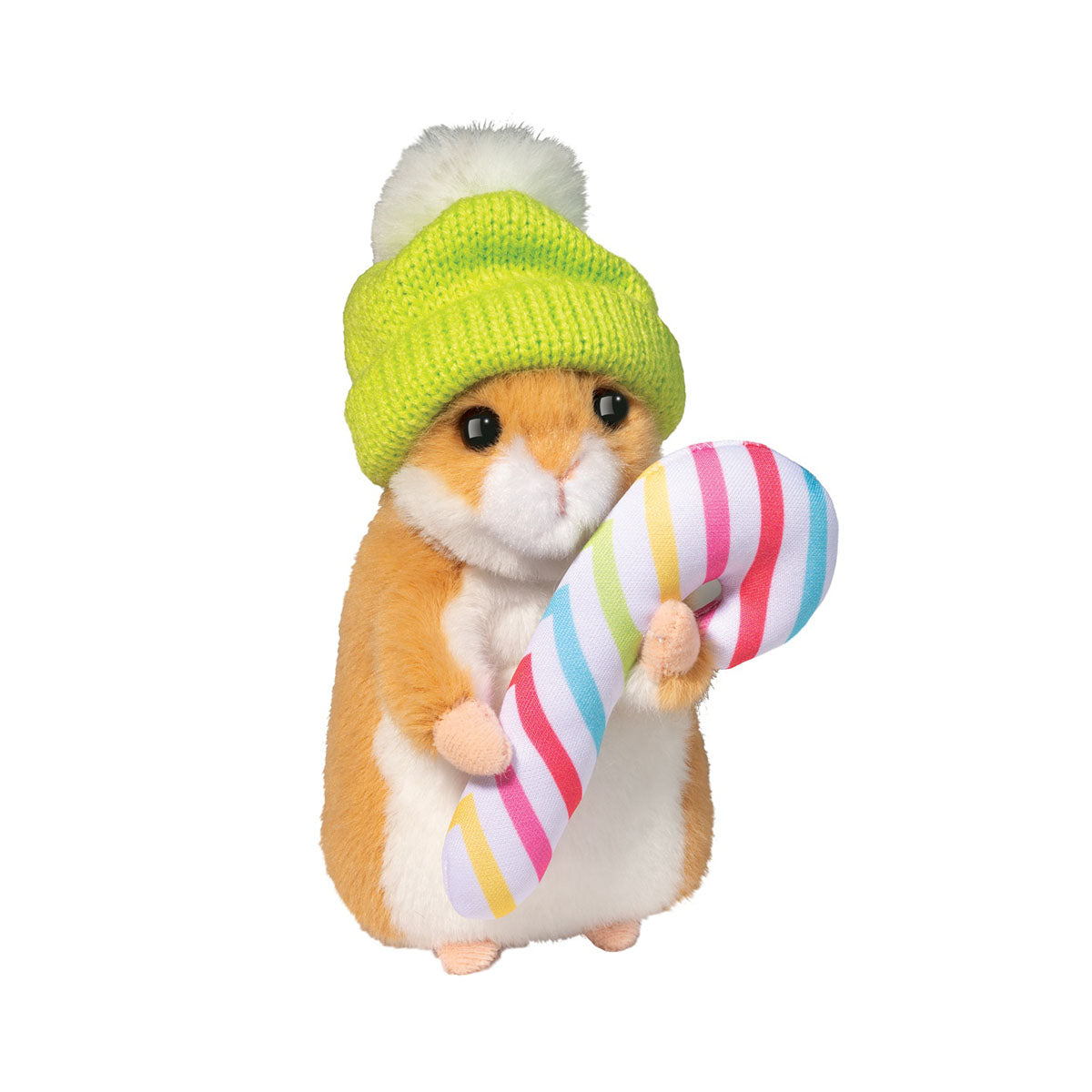 Douglas Plush Holiday Hamster with Winter Hat & Candy Cane