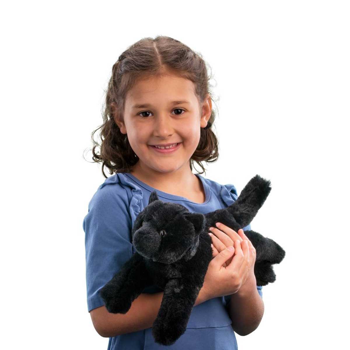 Young girl holding Douglas Tug Black Cat