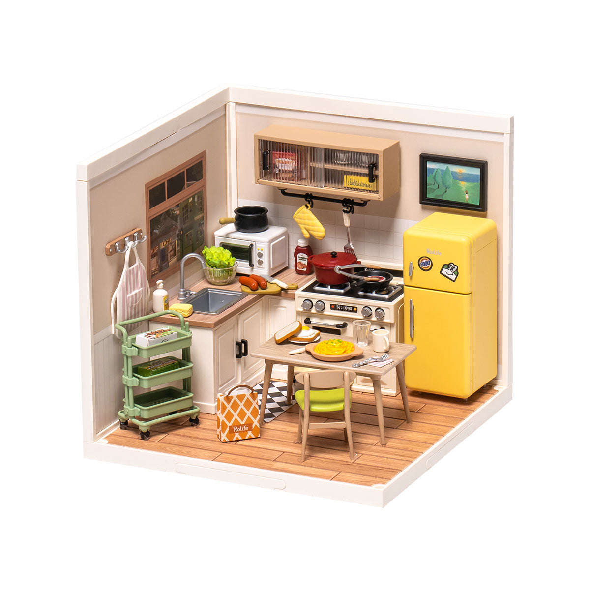 Completed DIY Miniature House Kit, Happy Meals Kitchen, from Hands Craft.