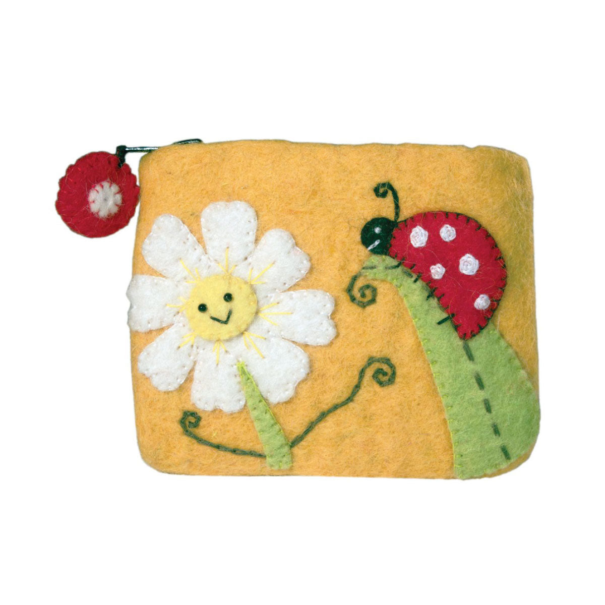 Daisy Ladybug dZi Handmade Wild Woolies Felted Coin Purses