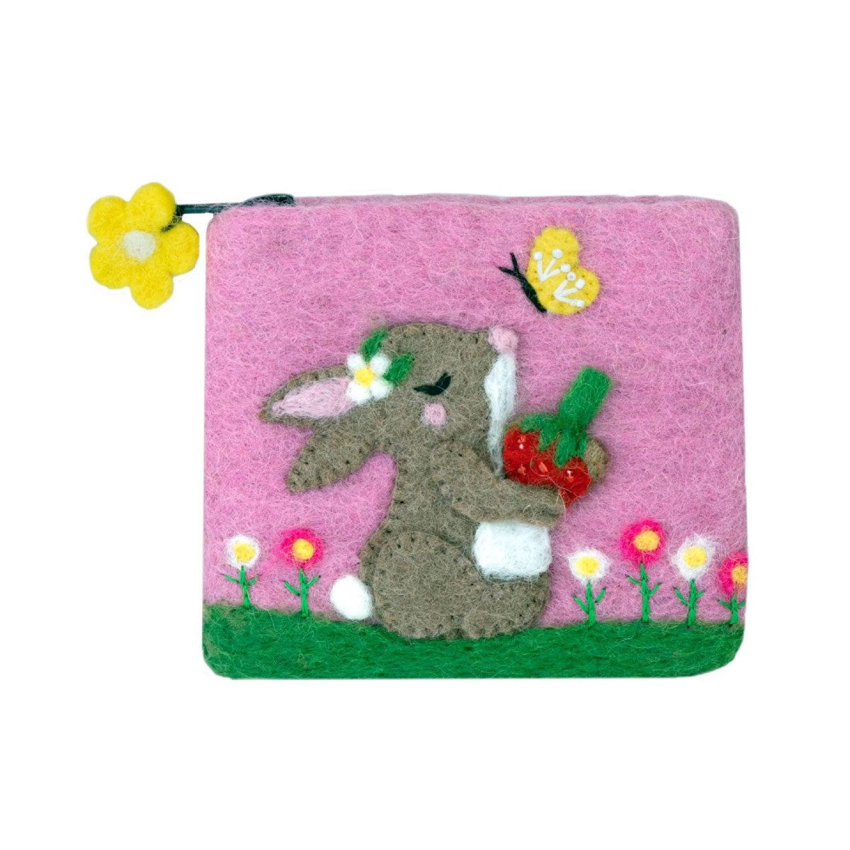 Daisy Bunny dZi Handmade Wild Woolies Felted Coin Purses