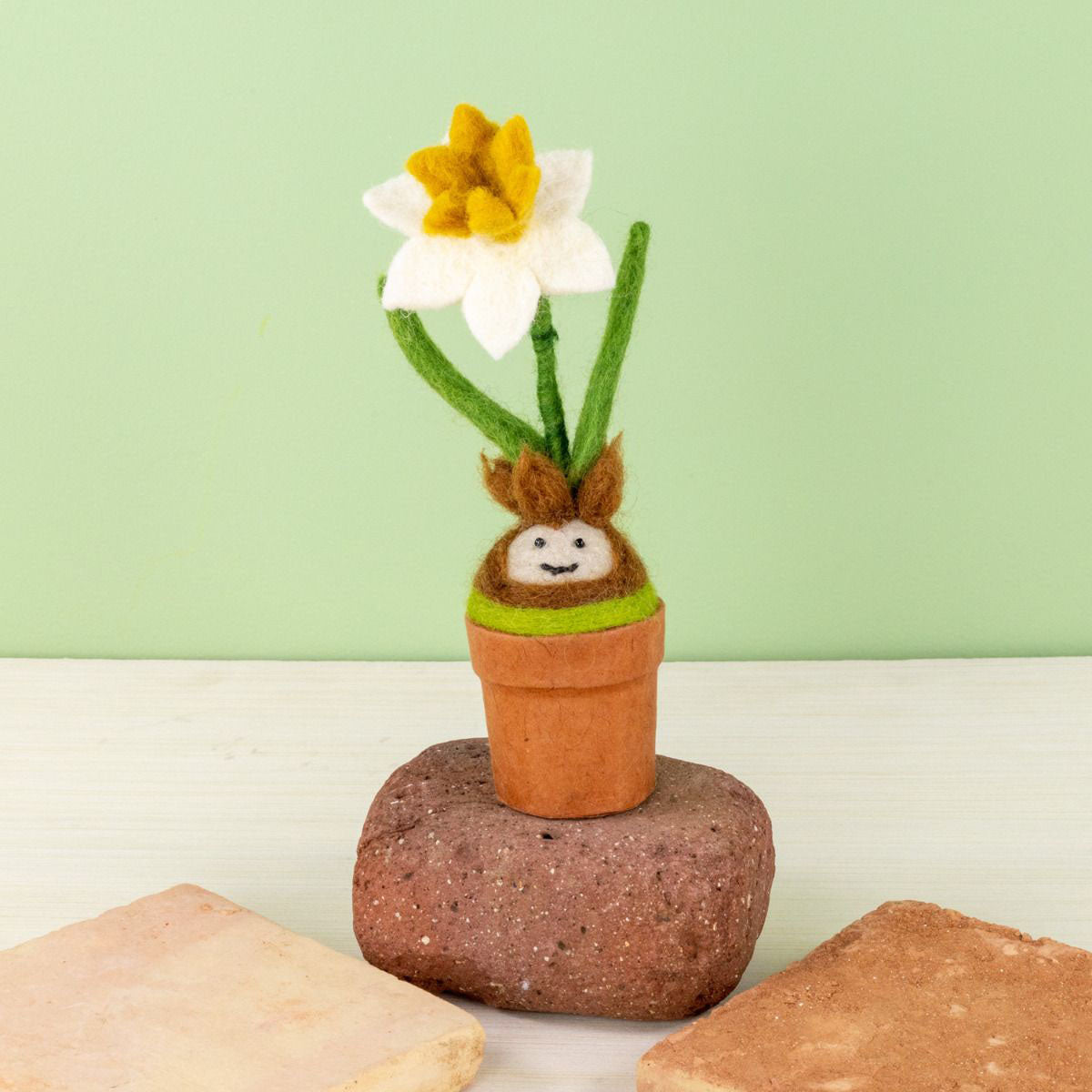 Daffodil Blossom Felted Potted Plant