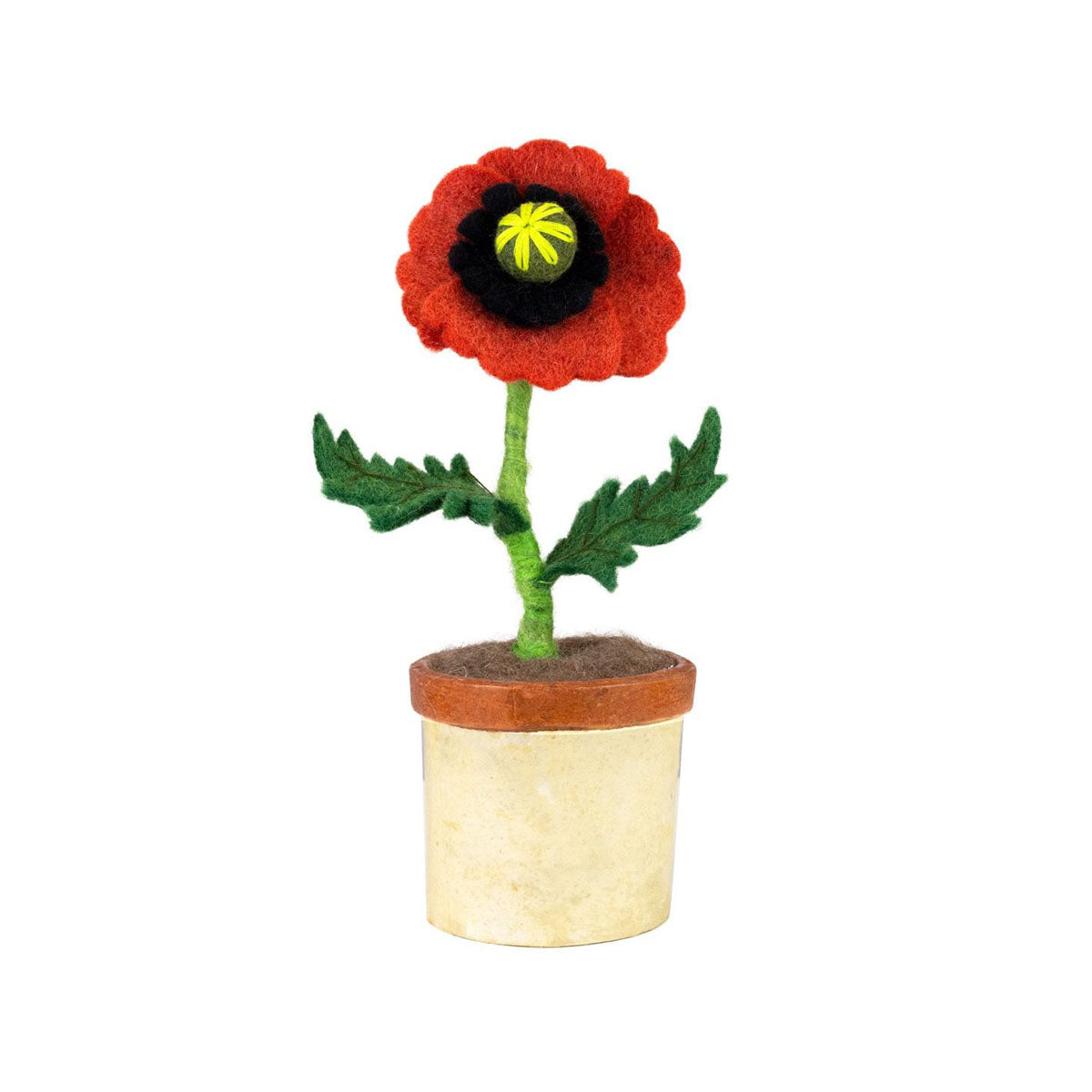 Poppy Felted Potted Flower