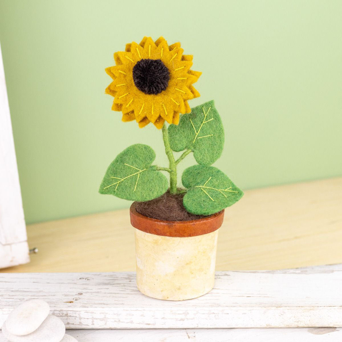 Sunflower Felted Potted Flower