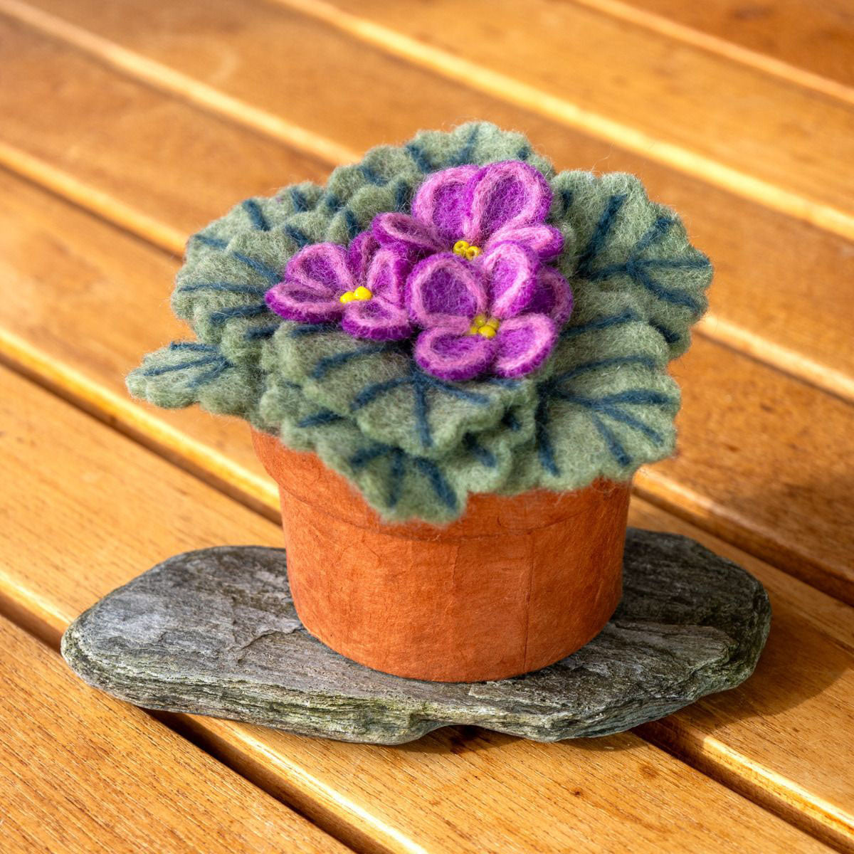 African Violet Felted Potted Houseplant