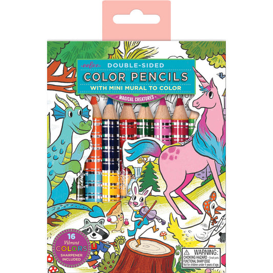 eeBoo Magical Creatures Double-Sided Colored Pencils with Mini Mural