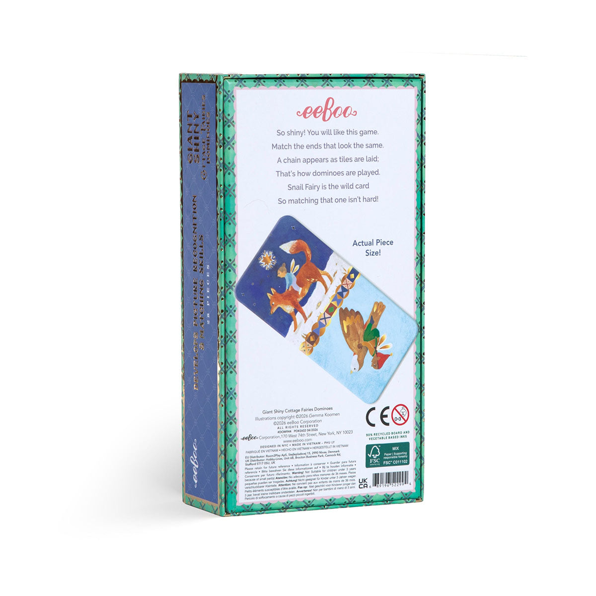 eeBoo Cottage Fairies Shiny Dominoes Game
