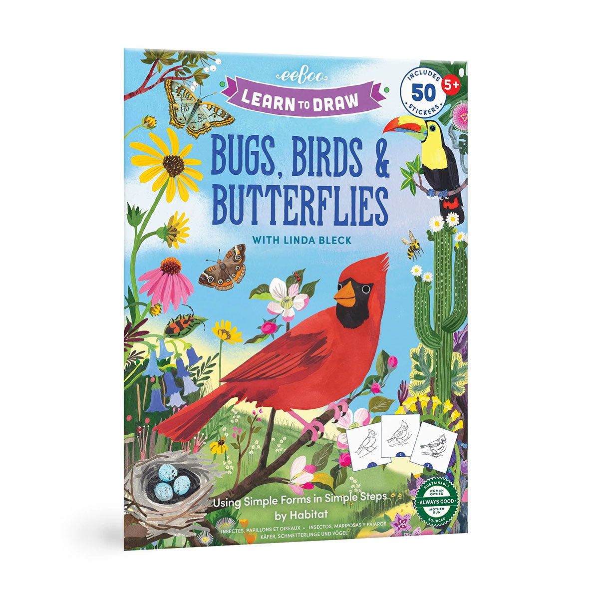 eeBoo Learn to Draw Bugs, Birds & Butterflies Activity Book