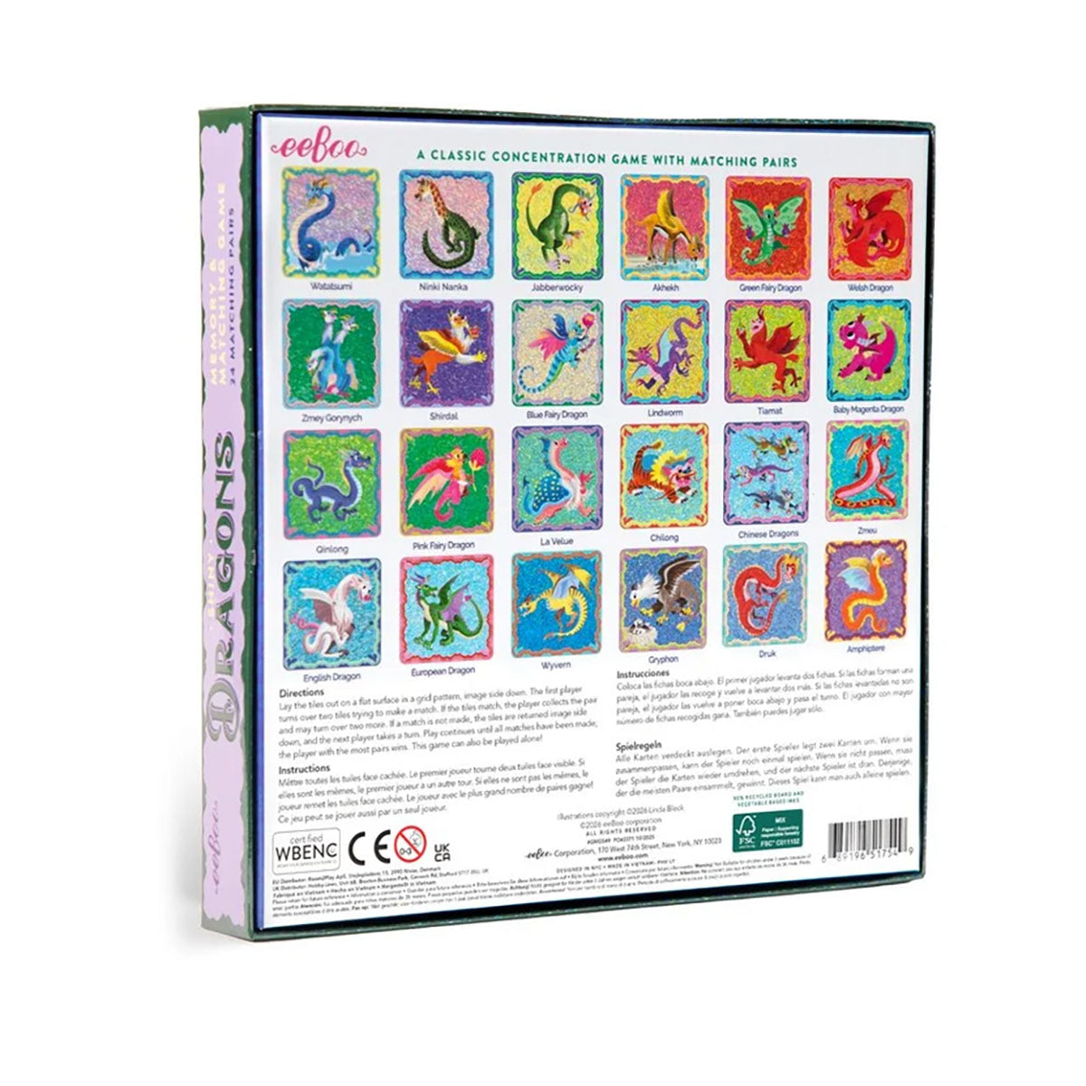 eeBoo Shiny Dragons Memory & Matching Game