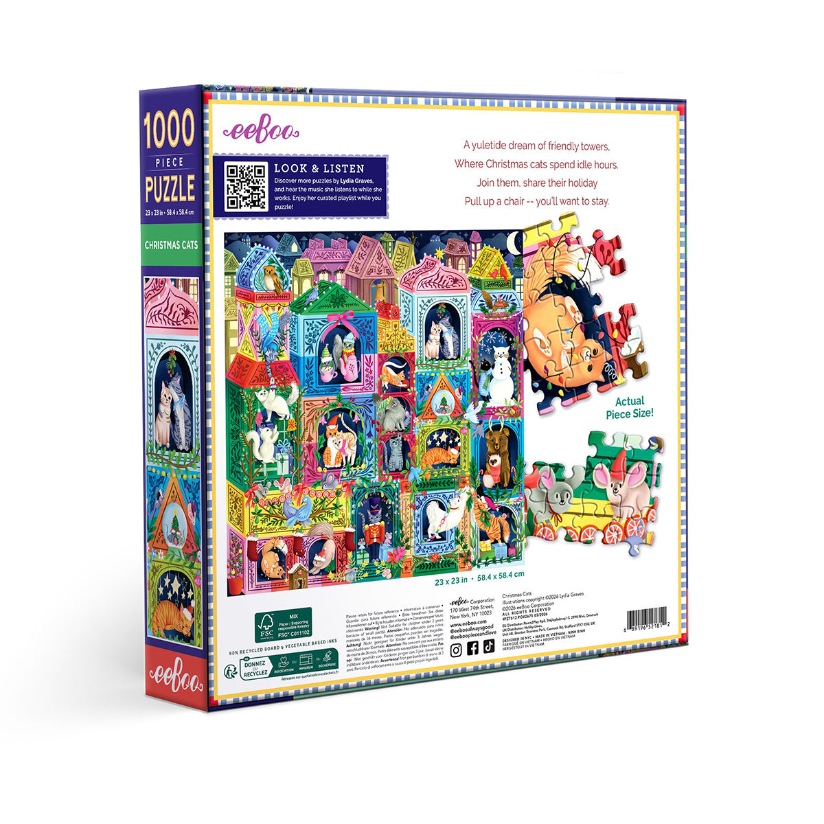 eeBoo Christmas Cats 1000 Piece Puzzle