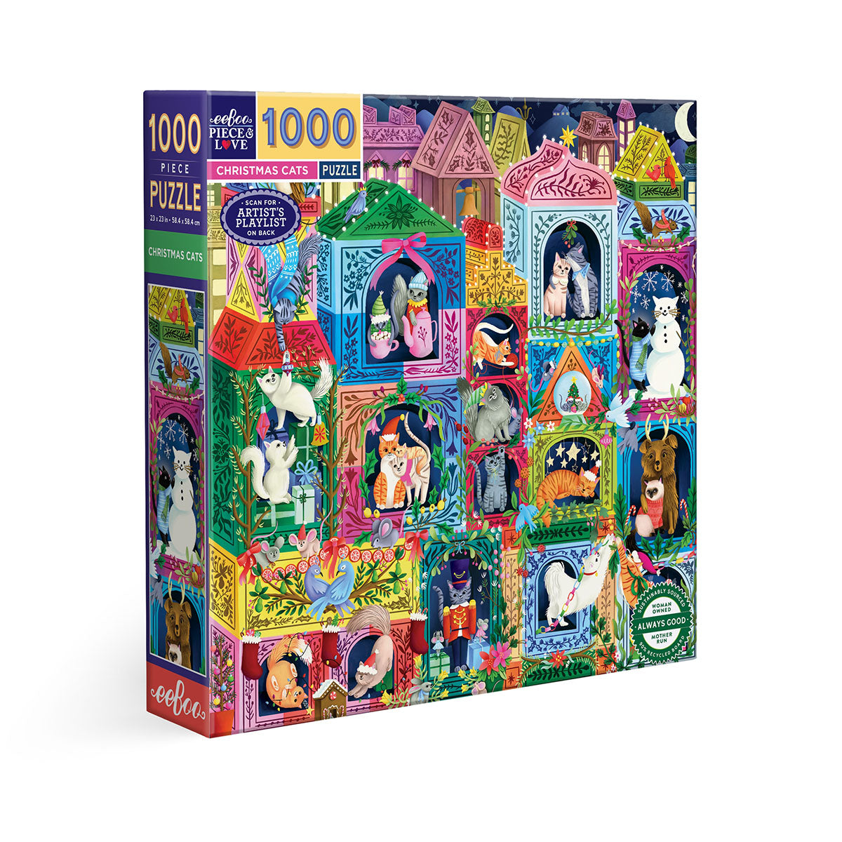 eeBoo Christmas Cats 1000 Piece Puzzle