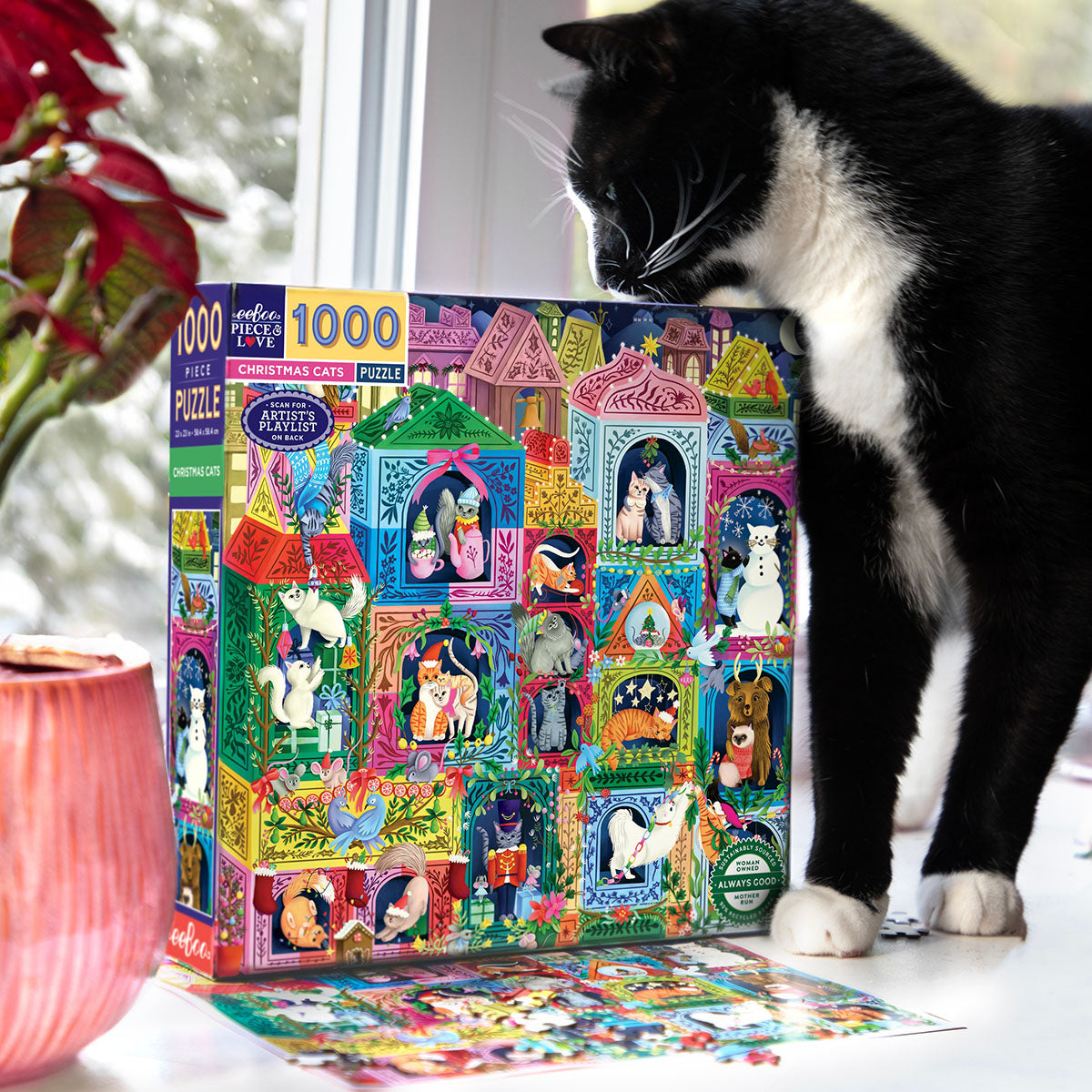 eeBoo Christmas Cats 1000 Piece Puzzle
