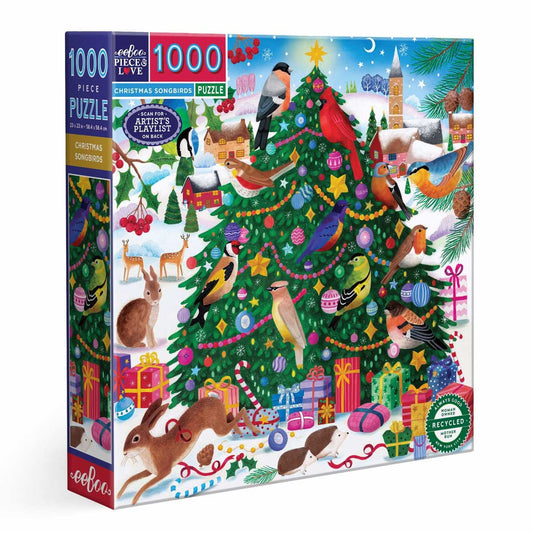 EeBoo Christmas Songbirds 1000 Piece Puzzle