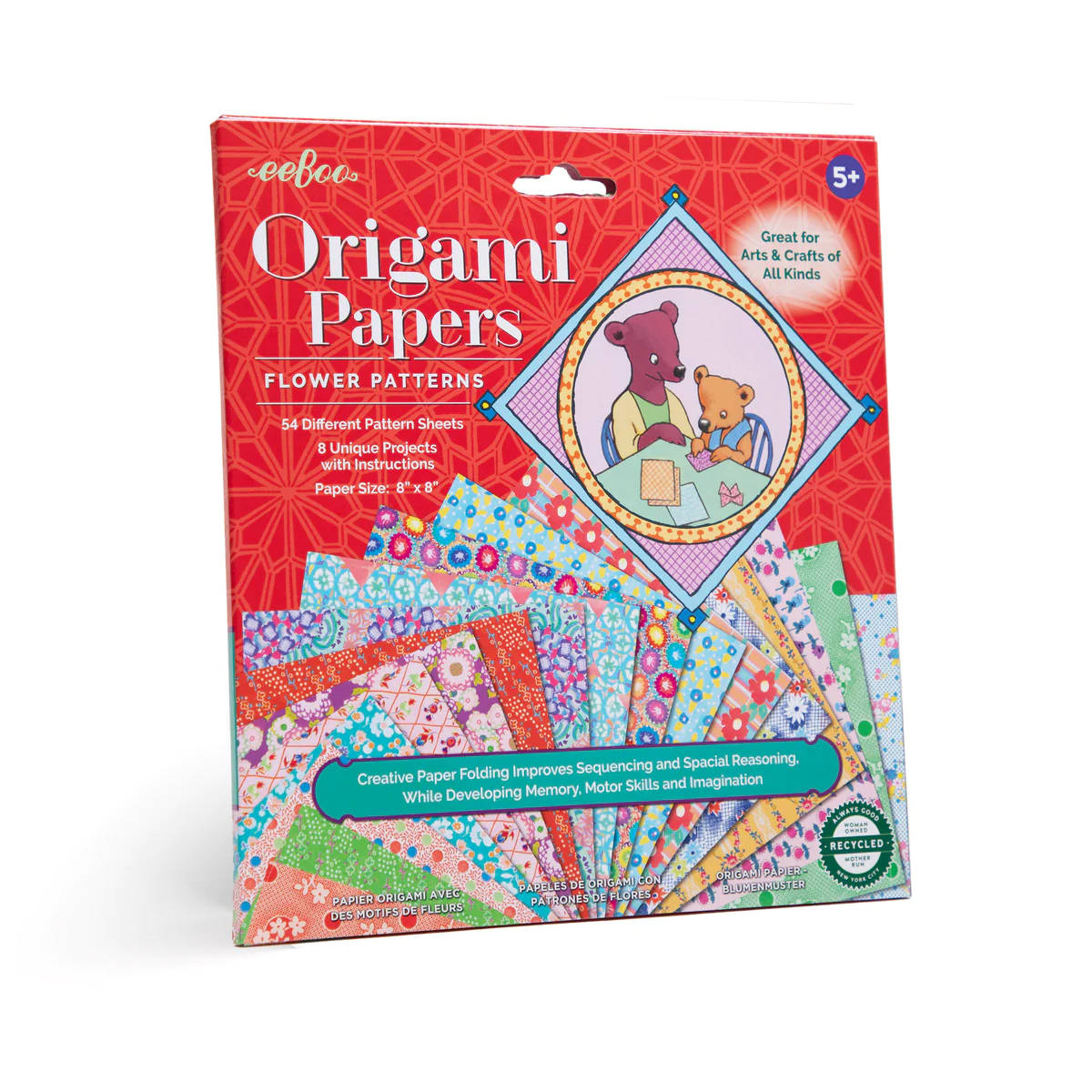 eeBoo Flower Patterns Origami Papers