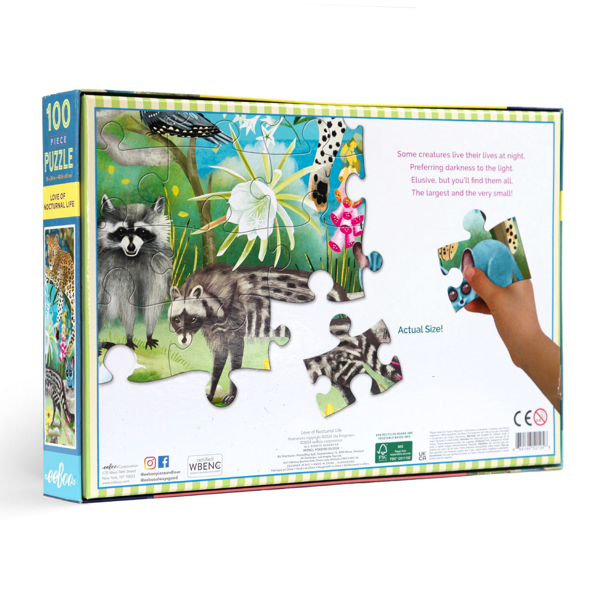 eeBoo Love of Nocturnal Life 100 Piece Puzzle