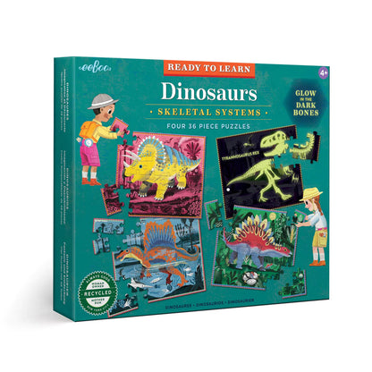 eeBoo Dinosaurs 4x 36 Piece Puzzles
