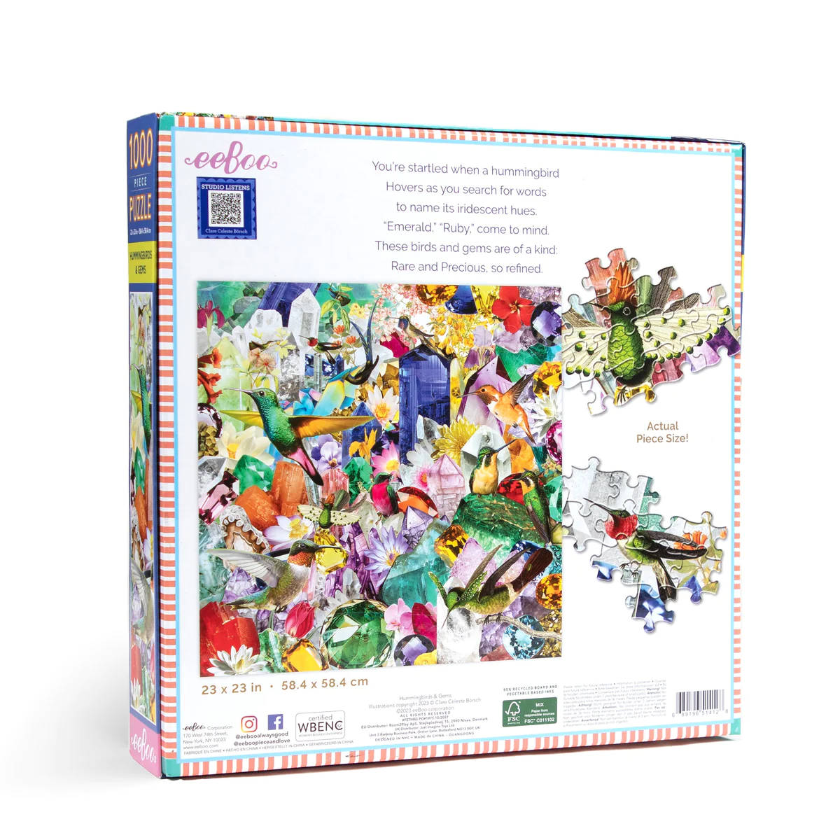 eeBoo Hummingbirds and Gems - 1000 Piece Puzzle
