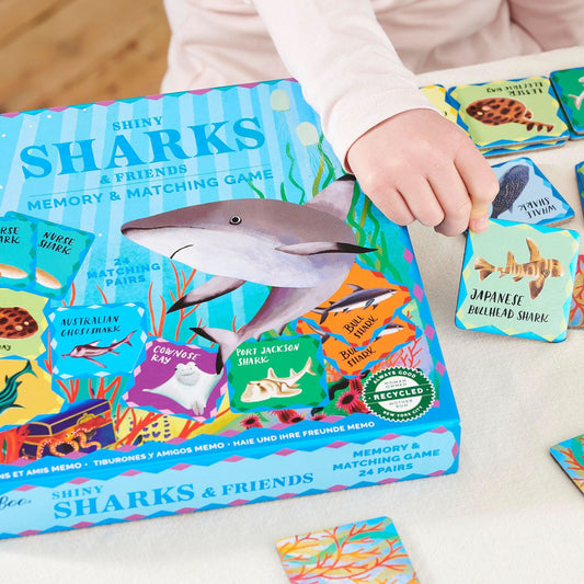 eeBoo Shiny Sharks & Friends Memory & Matching Game
