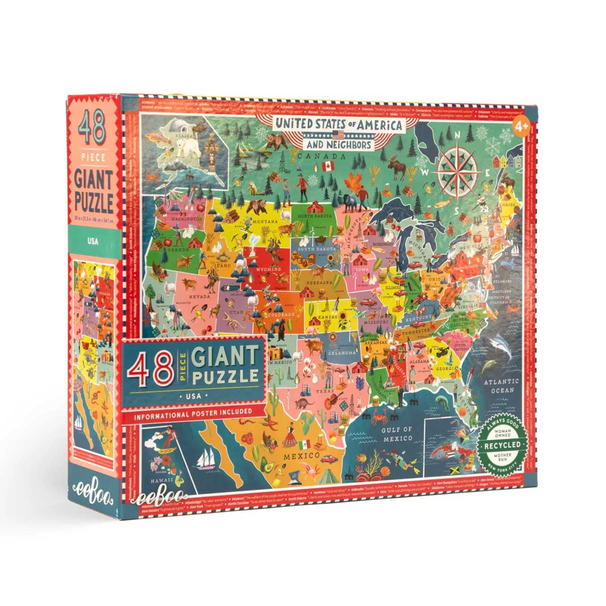 USA Map - 48 Piece Giant Puzzle - by eeBoo