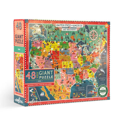 USA Map - 48 Piece Giant Puzzle - by eeBoo
