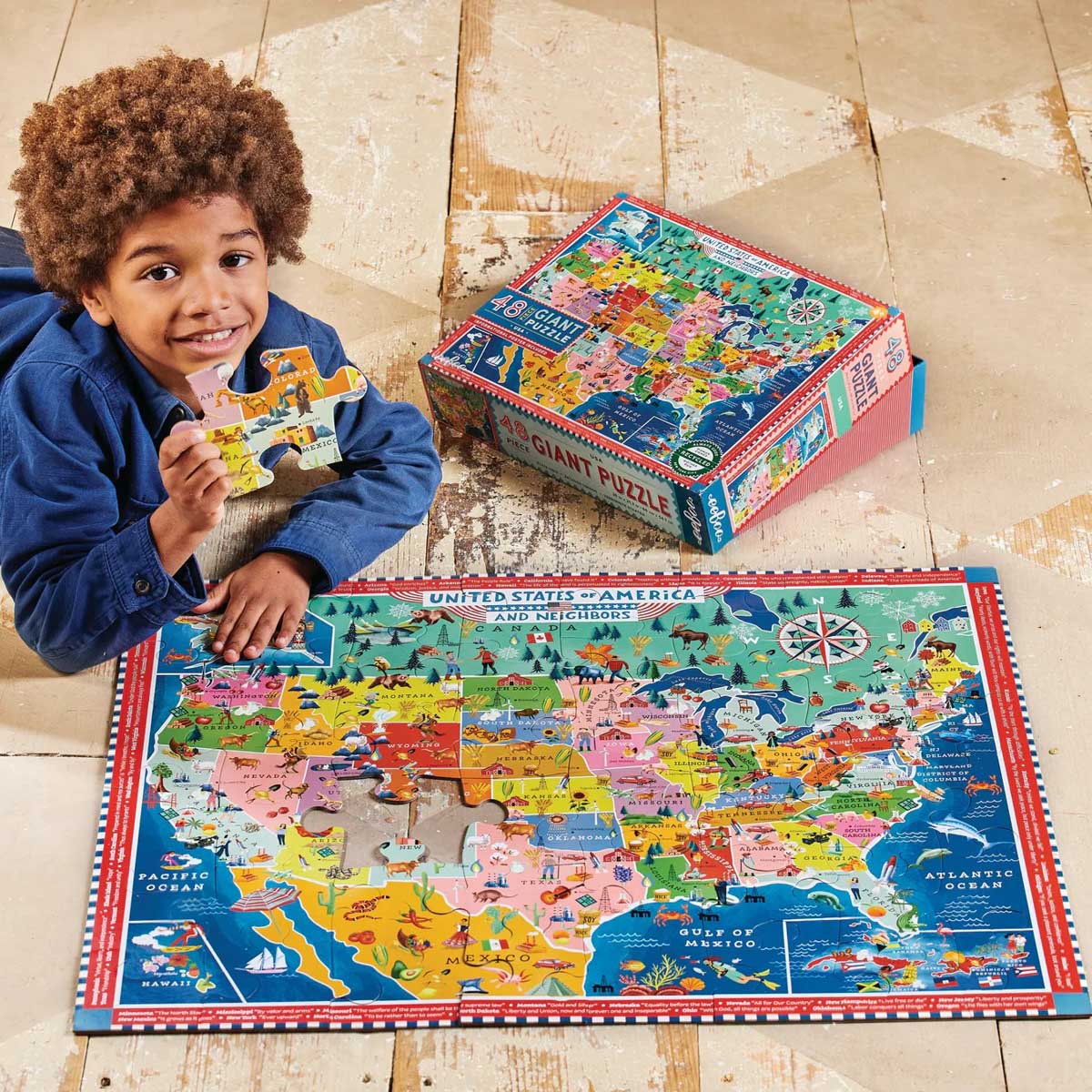 USA Map - 48 Piece Giant Puzzle - by eeBoo