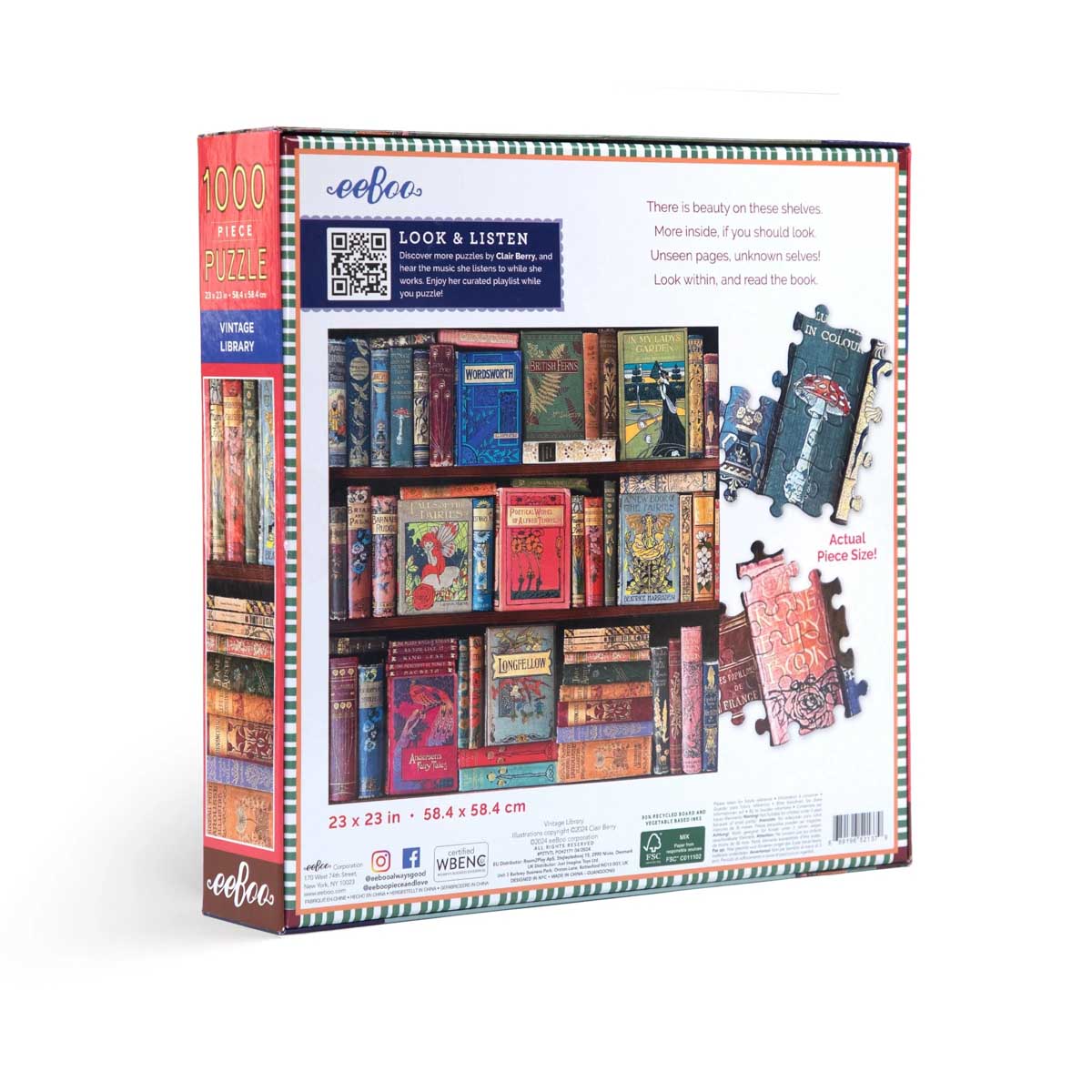 EeBoo Vintage Library 1000 Piece Puzzle