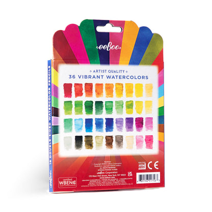 eeBoo Rainbow 18 Double-Sided Watercolor Pencils in 36 vibrant colors