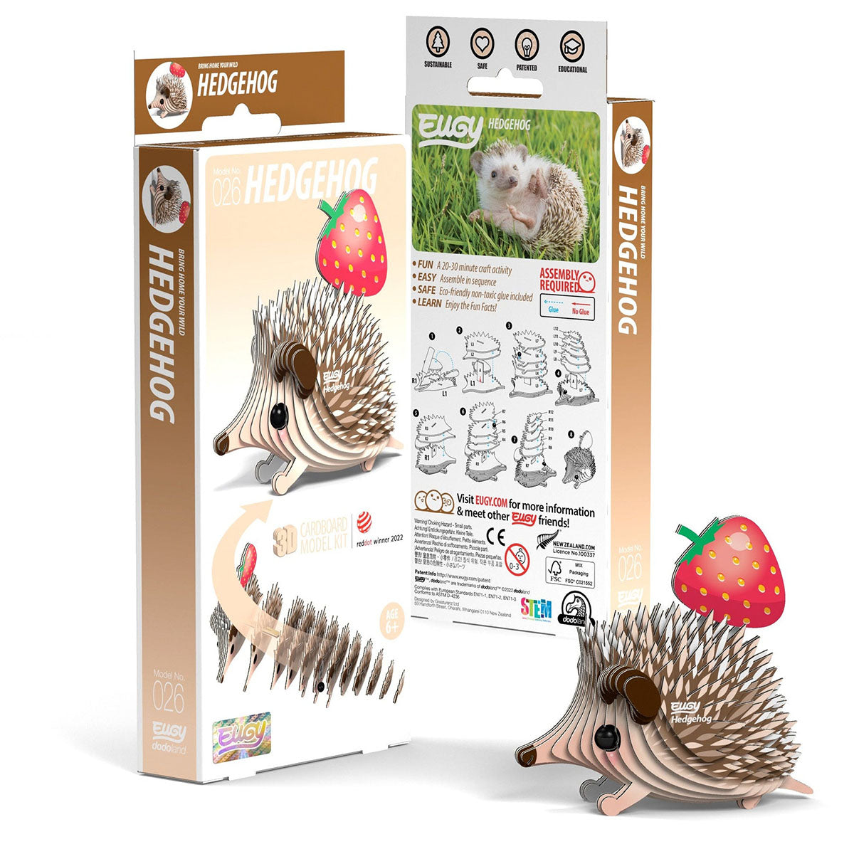 Eugy Hedgehog 3-D Cardboard Model Kit