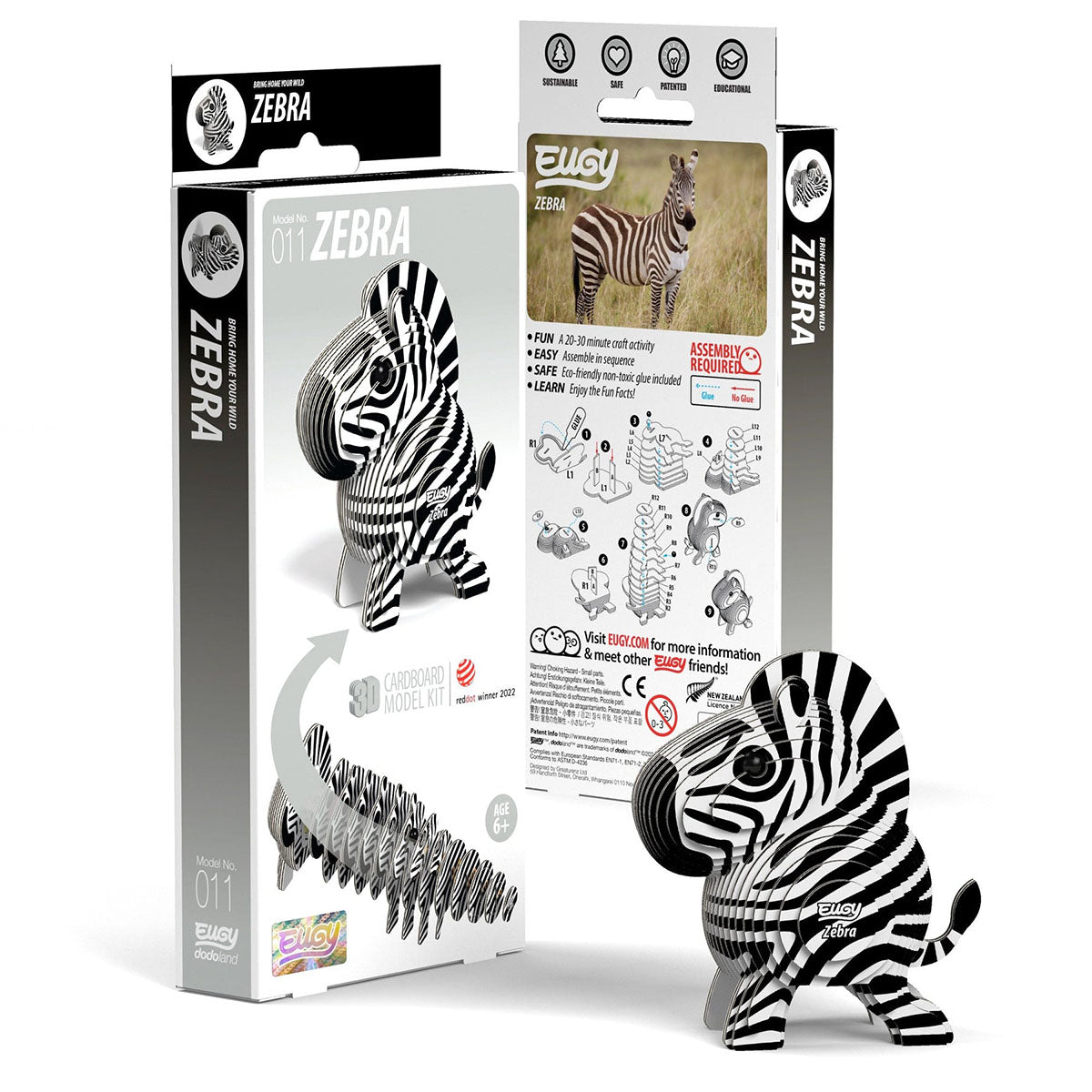 Eugy Zebra 3-D Cardboard Model Kit