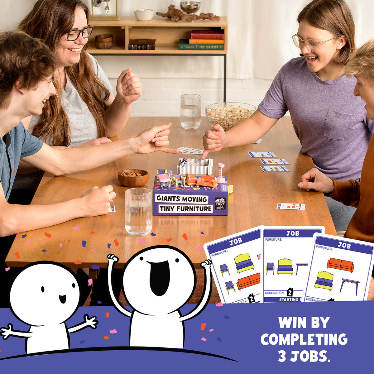 Giants Moving Tiny Furniture Party Game from Exploding Kittens