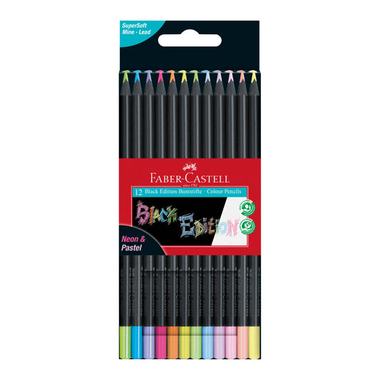 Faber Castell Black Edition Colored Pencils Neon & Pastel 12 Colors
