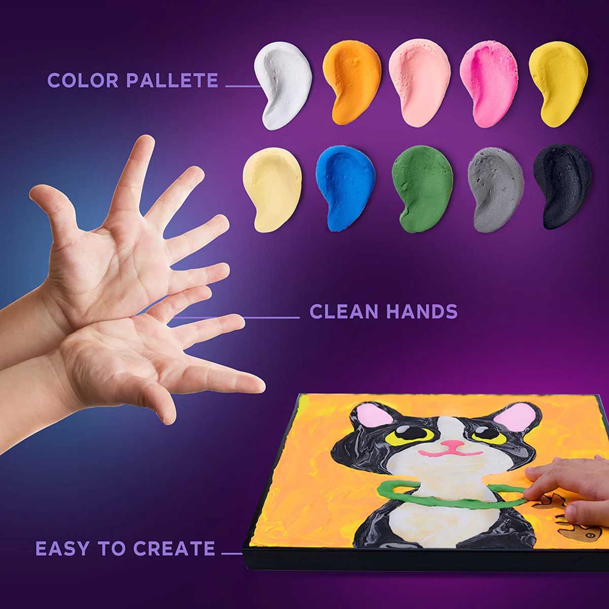 Fainotoys - OKTO Sensory Art  Coloring with Clay Set by Numbers Cat