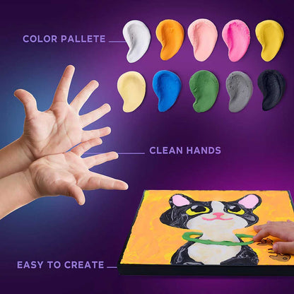 Fainotoys - OKTO Sensory Art  Coloring with Clay Set by Numbers Cat