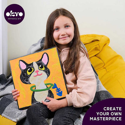 Fainotoys - OKTO Sensory Art  Coloring with Clay Set by Numbers Cat