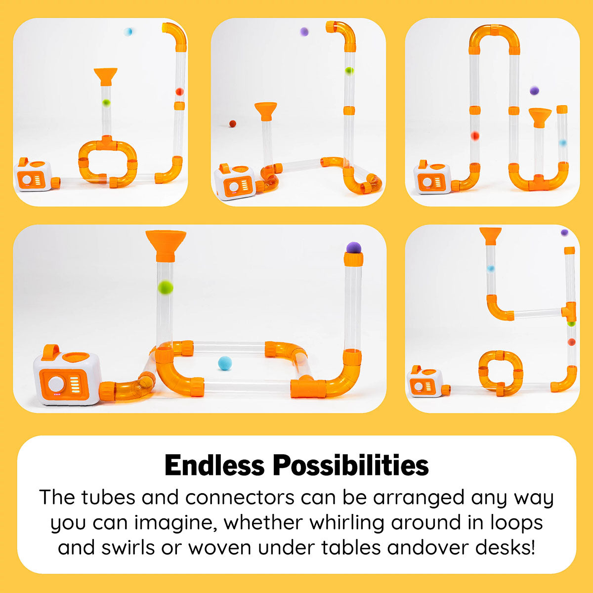 Fat Brain Toy Co Air Toobz EVO - Endless possibilities for setup with the included tubes. Add more accessories for even more options!
