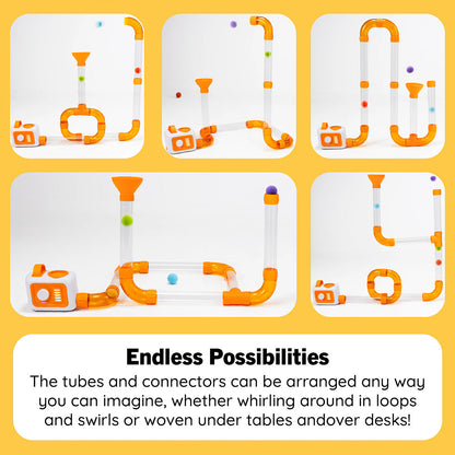 Fat Brain Toy Co Air Toobz EVO - Endless possibilities for setup with the included tubes. Add more accessories for even more options!