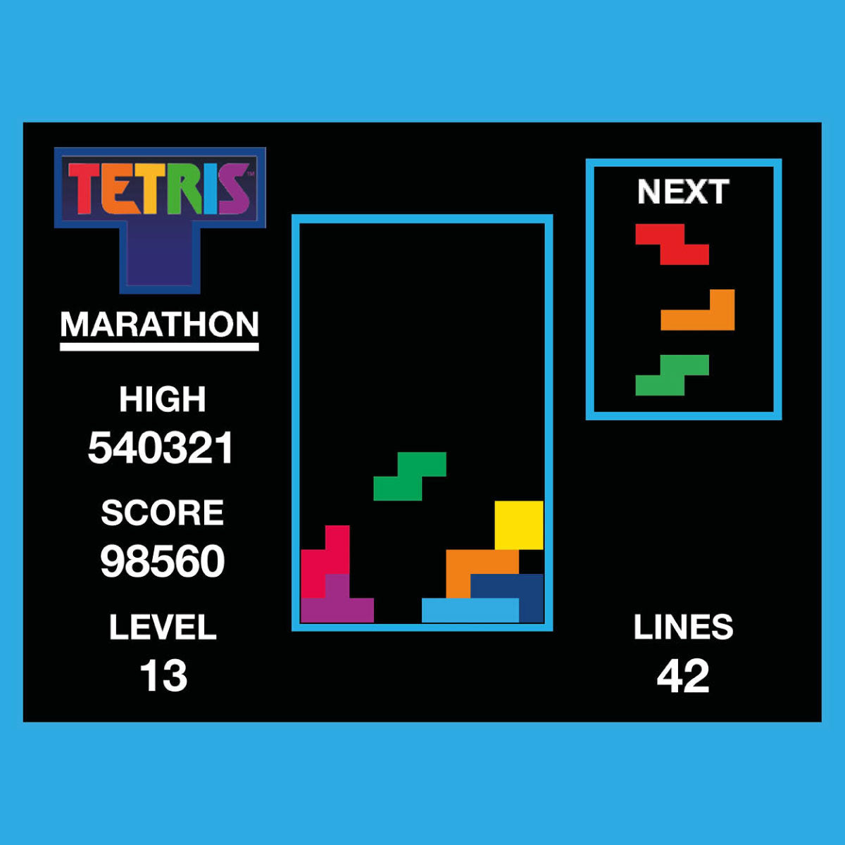 Fizz Creations Tetris Arcade in a Tin Marathon Mode