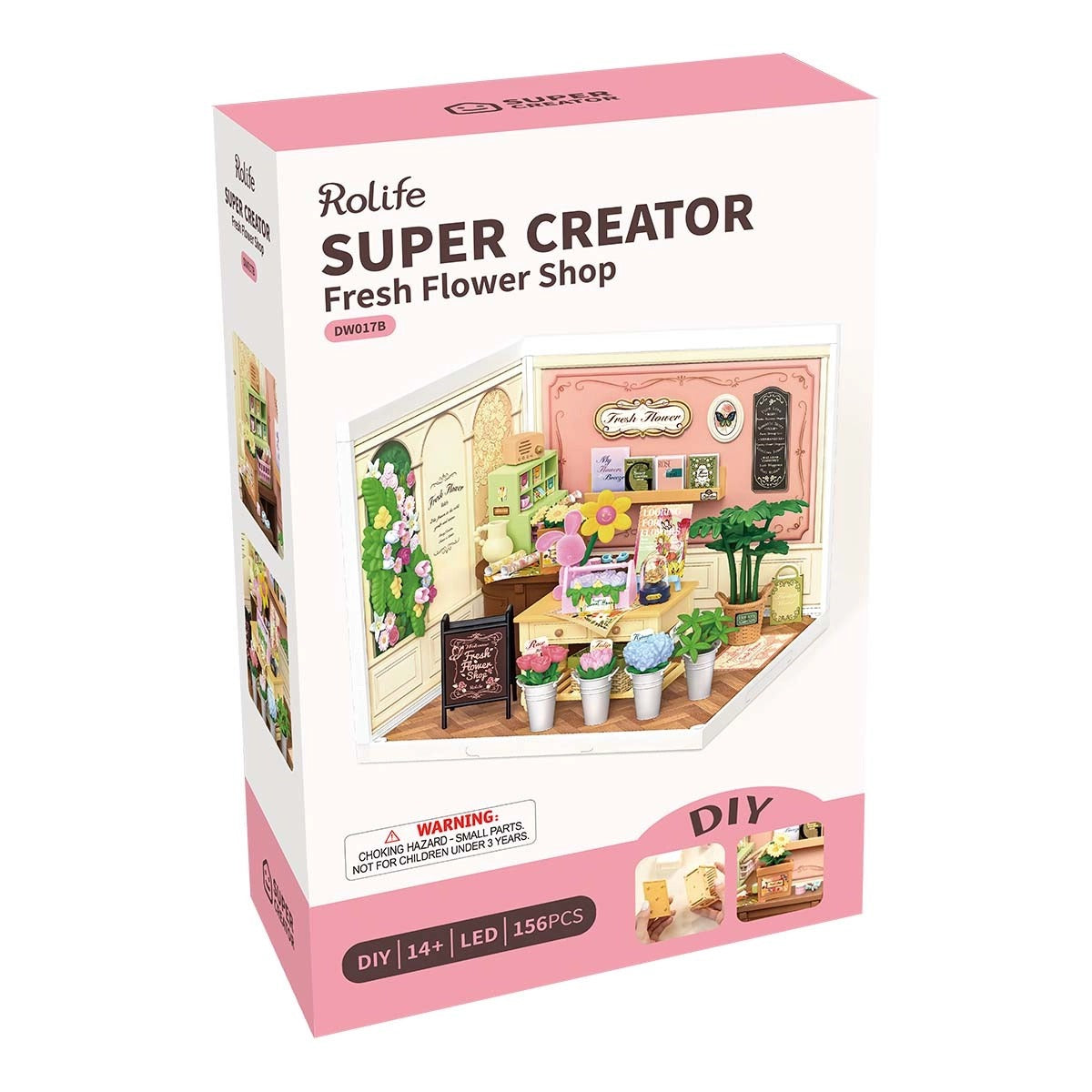 Box of DIY Miniature House Kit - Fresh Flower Shop Hands Craft Rolife Super Creator