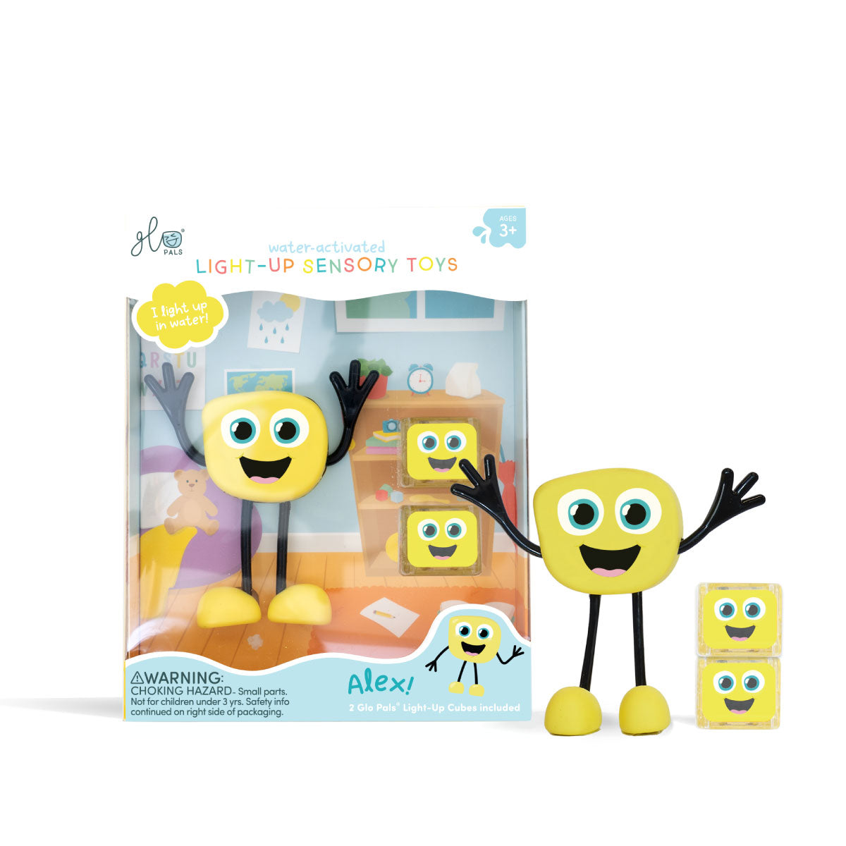 Glo Pals Alex Character + 2 Yellow Cubes