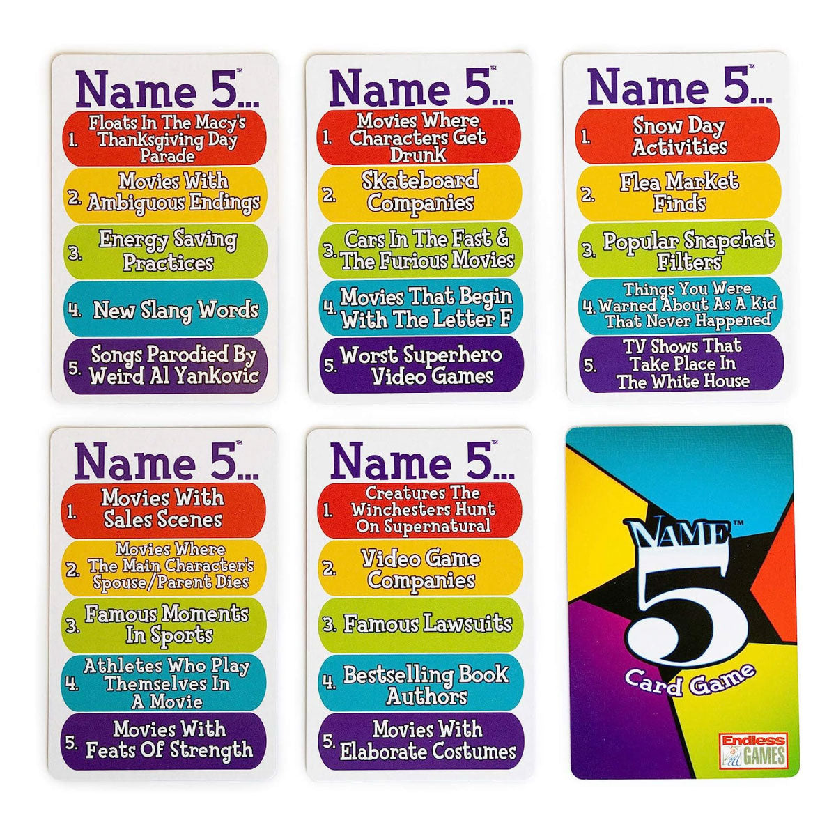 Name 5 Card Game from Endless Games  / Goliath Games