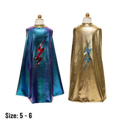 Great Pretenders Reversible Blue Lightning Holographic Cape Size 5-6