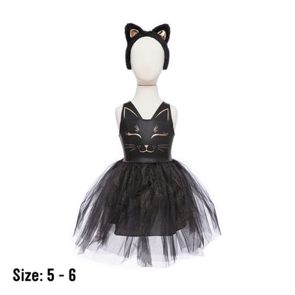 Great Pretenders Black Cat Dress & Headpiece Size 5-6