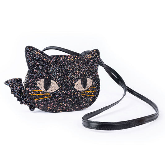 Great Pretenders Cat's Meow Black Chunky Glitter Kitty Purse