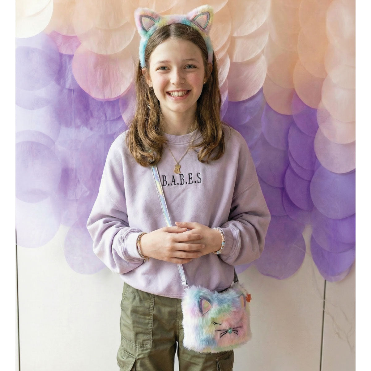 Great Pretenders Rainbow Furry Kitty Purse