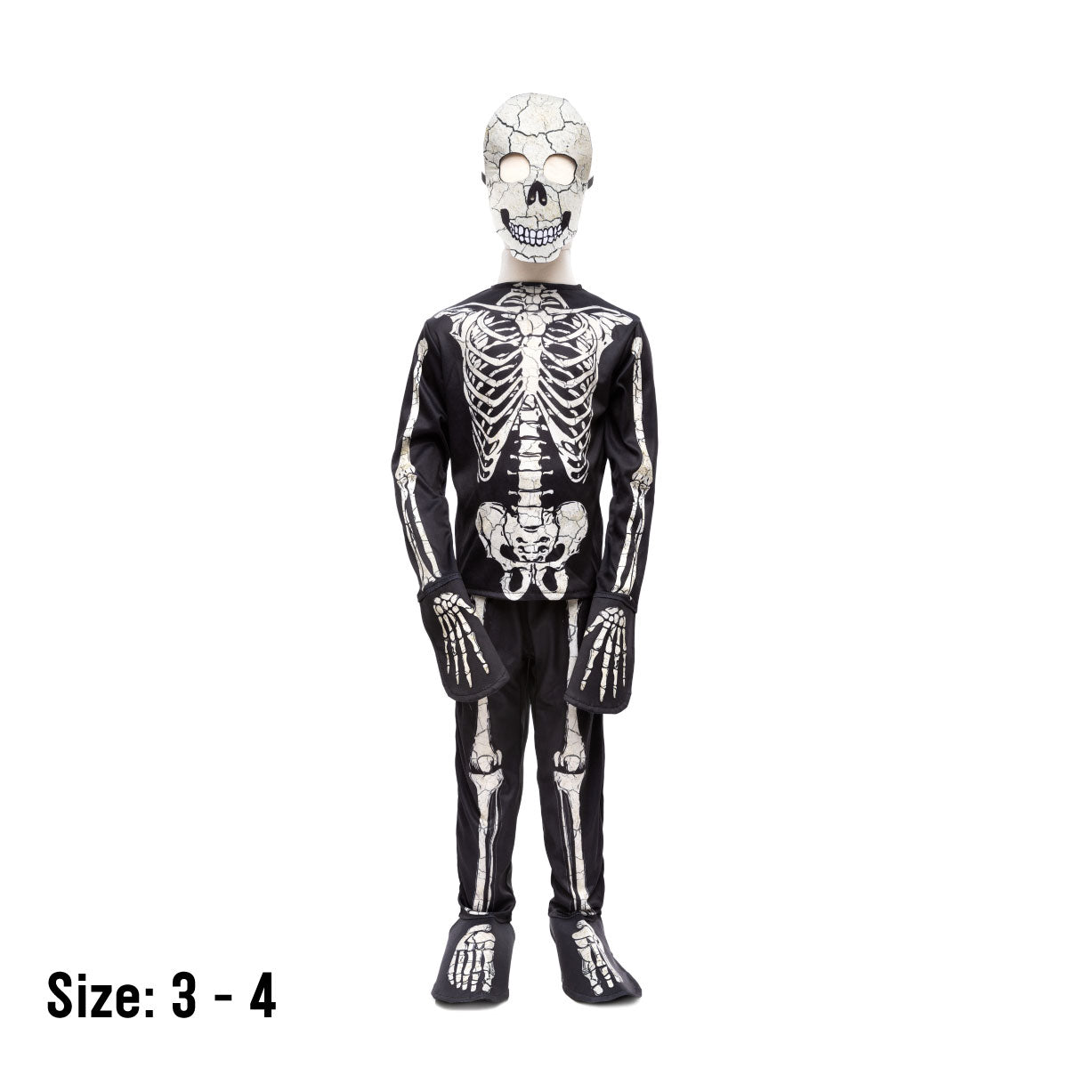 Great Pretenders Glow in the Dark Skeleton Shirt, Pants, & Mask Set Size 3-4