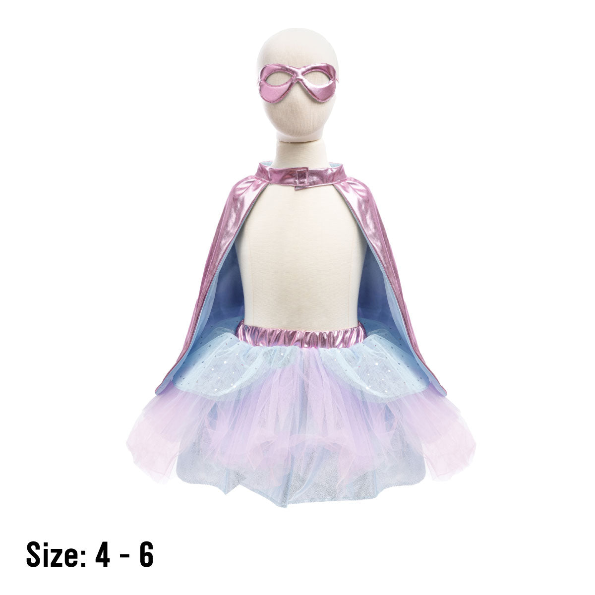 Great Pretenders Super Duper Tutu, with Cape & Mask - Metallic Pink/Light Blue