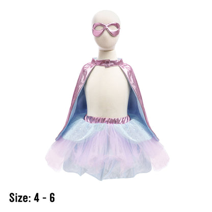 Great Pretenders Super Duper Tutu, with Cape & Mask - Metallic Pink/Light Blue